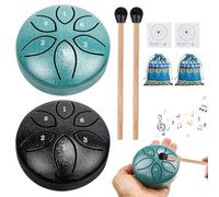 Steel Tongue Drum, Pack of 2 Steel Tongue Drum, 3 Inch 6 Tones, Rain Drum, Tongue Drum Drum Instrument with Fabric Bag, Mallet Music Book, Mini Pan Drum for Yoga, Sound Healing, Meditation