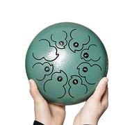 Steel Tongue Drum, Percussion Instruments, Stainless Handpan Drum 8 Inch 8 Notes, Metal Drum Includes Manual, Music Book, Mallets, Carry Bag & Finger Picks (Color : Green)