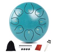 Steel Tongue Drum, Rain Drum for Outside Garden, Rain Chime Chakra Drum, Hand Pan Musical Instrument Gift with Bag for Adult Kids, Mallets for Meditation Yoga (Malachite, 6 Inches 8 Notes)