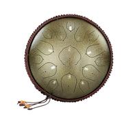 Steel Tongue Drum Set - 14 Inch Hand Drum with Mallets, Stand, Bag, Tutorial Book, Note Stickers, Finger Cots - Percussion Instrument in Bronze