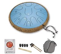 Steel Tongue Drum, Slotted Drum, D Key 15 Tones 14 Inch Percussion Instrument Handpan Drum with Bag, Mallets, Finger Picks for Sound Healing, Meditation, Yoga, Tank Drum
