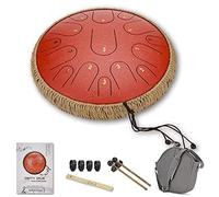 Steel Tongue Drum, Slotted Drum, D Key 15 Tones 14 Inch Percussion Instrument Handpan Drum with Bag, Mallets, Finger Picks for Sound Healing, Meditation, Yoga, Tank Drum