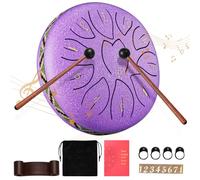 Steel Tongue Drum, Sunowl 6 Inch 11 Note Tongue Drum D Key, Mini Handpan Percussion Musical Instrument Steel Drum for Beginners Kids Adults, Balmy Drum for Meditation Yoga Musical Education, Purple