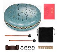 Steel Tongue Drum, Sunowl 6 Inch 11 Notes Tongue Drum D Key, Mini Handpan Percussion Musical Instrument Steel Drum for Beginners Kids Adults, Balmy Drum for Meditation Yoga Musical Education, Green