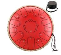 Steel Tongue Drum/Tank Drum - 15 Note C Major Scale C Tone Glucophone: 13 Inch Steel Percussion Drum | For Home Practice, Studio Recording, Stage Performance, Rhythm Training (red)