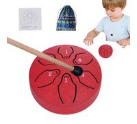 Steel Tongue Drum, Tongue Drum - 6 Notes 3 Inch A-Key Tank Drum, Small Ethereal Drum, Steel Drum Instrument, Includes Music Book and Mallet, Promotes Sound