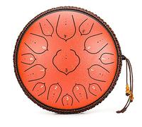 Steel Tongue Drums 14 Inch Tank Drum 15 Notes D Key High Carbon Harmonic Hand Pan, Handpan Drum with Rope Decoration and Mallets, for Meditation, Yoga and Zen (Color : Red)
