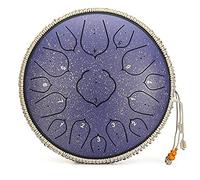 Steel Tongue Drums 14 Inch Tank Drum 15 Notes D Key High Carbon Harmonic Hand Pan, Handpan Drum with Rope Decoration and Mallets, for Meditation, Yoga and Zen (Color : Purple)