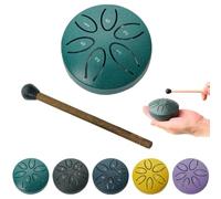 Steel Tongue Rain Drum for Outside, Waterproof Mini Handpan Chime Instrument (Green)