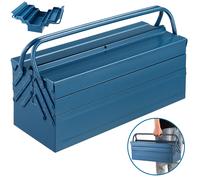 Deuba Tool Box Empty Big Steel 5 Compartments Tool Case Blue Garage Organiser Case 53x20x20 cm (21x8x8 IN)