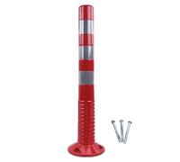Steel Traffic Barrier Parking Post Set - Red & Silver Safety Cone Delineators, Durable Security Posts for Driveway, Parking Lot & Street Protection (2 Pack)