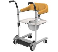 Steel Transport Wheelchair,Multifunctional Elderly Disabled Full Body Patient Transfer Lifter,Portable 3 in 1 Bathroom Wheel Chair,150kg Load,for Adults Handicap Elderly,Green (Yellow)