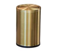 Steel Trash Can Small Metal 2-4 Gallon Garbage Can with Flipping Lid, Wastebasket Garbage Bin for Bathroom, Kitchen, Bedroom, Garage, Laundry Room, Or Playroom,Gold,9L