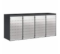 Steel Trolley Bin for 4 Containers 272 x 77.5 x 121.5 cm, Expandable with Plant Roof, Ventilated, Garden, Patio and Outdoor Use Includes Magnet Doors and Weatherproof Design