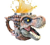 Steel Vintage Dino-Head Mug, Dinosaur Skull Design, Resin Stainless Steel, Retro Skull Coffee Mug, Vintage Dinosaur, Portable and Sturdy, for Friends, Home, Office, Travel