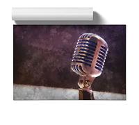 Steel Vocal Microphone | Unframed Wall Art Print | Ready to Frame Poster | Modern Home Decor Picture | Artwork for Living Room, Bedroom, Kitchen or Office | A4 (21x29.7 cm)