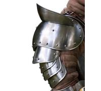 Steel Warrior Pauldron Medieval Shoulder Armor Set Crusader Pauldrons Warrior Armor Steel Handmade SCA LARP Knight Metal Guard Vembrace Pair Silver Adult (Giant Warrior Shoulder Plates)