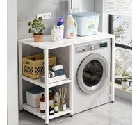 Steel Washer Dryer Stacking Rack Stand,Standing Washer Dryer Machine Rack Shelf,Washing Machine Storage Rack,3 Tiers Over Washer And Dryer Storage,Metal Frames,For Bathrooms Laundry Rooms(White,L90cm/