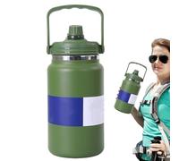 Steel Water Bottle, Cold Sports Bottle, 5.91x13.39x4.69 Inches, Large Hiking Flask, Leakproof Cooling Container with Handle for Gym, Travel, Outdoor, Camping, School, Beach, Picnic, Home