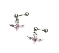 Steel Winged Heart Earrings Modern Minimalist Styles Ear Studs Comfortable Wear All Day Long Jewelry for Sensitive Skin Fashionable Stainless Steel Earrings for Women