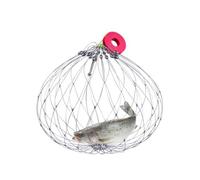 Steel Wire Crab Net - Folding Ferrous Basket Water Trap, Portable Spring Strap System Nautical Collection Tool | Saltwater Freshwater Estuary Boat Trawling