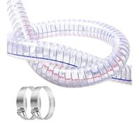 Steel Wire Hose,Reinforced Hose, PVC Steel Wire Reinforced Clear Hose 1M with 2 Clamps Multiple Sizes(ID 48mm)