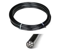 Steel Wire Rope Black PVC Plastic Coated Stainless Steel 304 Wire Rope Cable 0.38-6MM Diameter After Coating Flexible Soft for Picture Hanging(0.5mmX100meters 1X7)