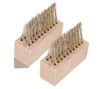 Steel Wire Weeding Brush Long Handle Wooden 2pcs Yard Remover Brush