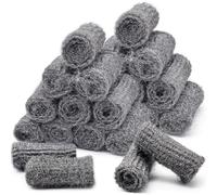 Steel Wool, Fine Grade, 24 Pack Steel Wool Pads for Cleaning & Scouring, Metal Wool for Porcelain Tile Grout Shower Doors, Gap Blocker for Holes Around Pipes Vents Walls - Household Essential