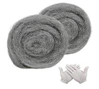 Steel Wool Mice - 2 Pack 0000 Rodent Control Gaps Blocker Coarse Wire Wool Mice Fill Fabric DIY Kit, Easy to Use Stop Rats and Mice Insect Pest, Includes Work Gloves (3m/roll)