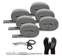 Steel Wool Mice Blocker,6 Pack, 21m Coarse Wire Wool for Rodent Control, Hole Gap Filler with Gloves Scissors and Tweezers, Multi-Purpose DIY Steel Wool for Cleaning,Polishing,Pest Prevention