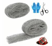 Steel Wool Mice Control 4'' * 21' Total Rodent Control Fill Fabric, Steel Wool Pads Mouse Blocker Keep Mice Away from Holes Wall Cracks Gaps(2 Rolls)