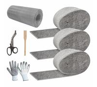 Steel Wool Mice Set- 0000 Coarse Wire Wool Rodent Control Gaps Blocker,Hole DIY Fill Fabric Kit with Gloves,Scissor and Tweezer for Keeps Mice & Rodents Away, Removing Paint, Varnish, Rust