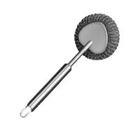 Steel Wool Scrubber with Handle - Cleaning Brush Steel Wool Pads | Metal Scrubber Cleaning Brush with Long Handle | Sturdy Stainless Steel Dish Brush for Pots Furniture Pans Tiles