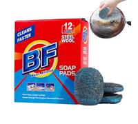 Steel Wool Soap Pads, 12-Pack Pre-Soaped Metal Scrubbers, 108g Heavy-Duty Cleaning Pads for Dishes, Pots, Pans, Oven Surfaces, Kitchen Tools and Accessories for Deep Grease and Grime Removal