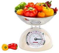 Steelex Traditional Kitchen Scales 5kg Capacity - Large Bowl with Pouring Lip (Cream)