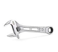 STEELHEAD 8” Wide-Mouth Adjustable Wrench w/Integrated 72-Tooth 12-Point 17mm Ratcheting End, 72-Tooth Gearing, Forged Heat-Treated Carbon Steel, SAE Jaw Measurements, USA-Based Support