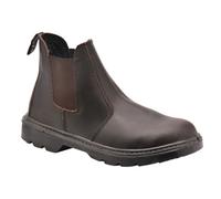 MENS LIGHTWEIGHT LEATHER DEALER SLIP ON STEEL SAFETY CHELSEA WORK BOOTS SHOES NW