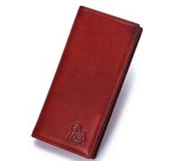 STEELLION Men's Vintage Leather Long Bifold Wallet - RFID Blocking Billfold with ID Window & Multi-Card Slots - Genuine Cowhide Cash & Receipt Organizer for Travel, 91644-Red, Fashion and Leisure