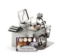 Steelman24 I Nuts and bolts sculpture Computer With Business Card Holder With Personal Engraving I Handmade metal ornaments I