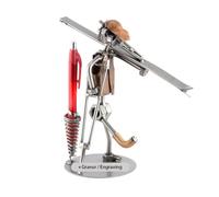 Steelman24 I Nuts and bolts sculpture Skier On Crutches With Personal Engraving I Handmade ornaments I I Metal figurine