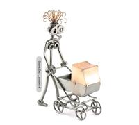 Steelman24 I Nuts and bolts sculpture Woman With Pushchair With Personal Engraving I Handmade ornaments I I Metal figurine