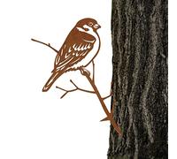Steelmonks Patina Sparrow Tree Stake - Garden Decoration for Outdoor Use Made of Real Corten Steel Beautiful Garden Ornament, Unique and Durable