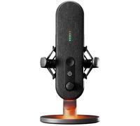 SteelSeries Alias USB Gaming Mic with AI Noise Cancellation, Sonar Audio Software, LED Mute & Level Indicator - Shock Mount, Black, New