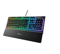 SteelSeries Apex 3 - Gaming Keyboard - Silent Gaming Keyboard - 10-Zone RGB Illumination - IP32 Water & Dust Resistant - Premium Magnetic Wrist Rest - English QWERTY Layout , Black