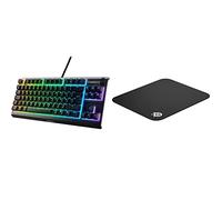 SteelSeries Apex 3 TKL - RGB Gaming Keyboard - Tenkeyless Compact Esports Form Factor QcK Mini Cloth Gaming Mouse Pad - Micro-Woven Surface - Optimized For Gaming Sensors - Black