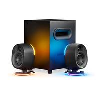 SteelSeries Arena 7 - Illuminated 2.1 Gaming Speakers - 2-Way Speaker Design - Powerful Bass, Subwoofer - USB, Aux, Optical, Wired - Bluetooth - PC, PlayStation, Mobile, Mac - UK Plug