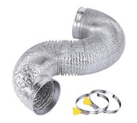 Steelsoft 4" Flexible Dryer Vent Hose, 6 Feet, Silver, Aluminium, Extra Thick (6-ply), Heat Resistant, Puncture Resistant, Less Pressure Drop, 2 Types of Hose Clamps, 4 Clamps Included