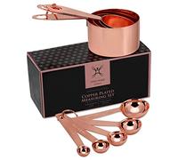 Steelware Central Copper Measuring Cups and Spoons Stainless Steel 9 pieces with 2 Rings