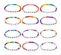 Steemjoey 12 PCS Friendship Bracelets for Girls, Colourful Wooden Bracelets Set, Handmade Braided Children Bracelets for Girls Birthday Jewellery Party Bag and Stocking Fillers